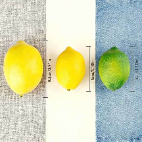 Fake Lemons for Home Kitchen Table Fruit Bowl Decoration, 3.75", Yellow, 12 Pack - color: Yellow, size: 3.75"
