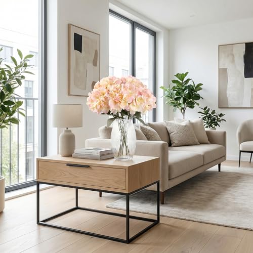 2Bouquets Artificial Fake Flowers Silk Hydrangea Arrangements Wedding Bouquets Decorations Plastic Floral Home Kitchen Garden Party Festival Bar DIY (Champagne Pink) - color: Champagne Pink