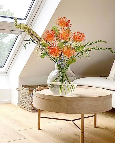 Hollyone 33" Orange Artificial Mums for Outdoors Fall Flowers Fake Fall Mums Faux Chrysanthemum 2Pcs Faux Spider Mum Flower Arrangement with 3 Heads Long Stem Centerpiece Bouquet Decorations for Home - color: Orange