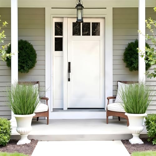 Betylifoy Artificial Grass Plants Outdoor 28 Bundles Fake Wheat Grass UV Resistant Faux Shrubs Bushes Plant Green Onion Grass Artificial Greenery Tall Stems for Indoor Outdoor Office Home Decor - color: Green