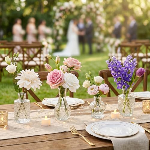 36pcs Glass Bud Vase Bulk Set, Clear Small Glass Vases for Flowers, Vintage Flower Vases in Bulk for Centerpieces, Wedding Decorations,Table Decor - color: Clear, size: 36pcs