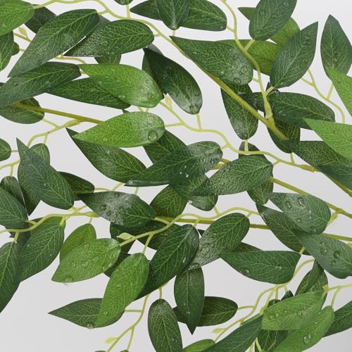 26in Italian Ruscus Artificial Greenery Stems 4Pcs Faux Silk Green Leaves Garland Branches Hanging Greenery Spray Plants for DIY Wedding Bouquet Arch Table Centerpieces Vase Filler Home Decor(Large) - color: 4pcs-large Ficus