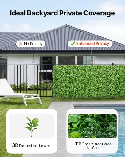 VEVOR Artificial Plant Wall, 40 x 120 in Artificial Boxwood Panels, Sun Protection Greenery Backdrop Privacy Hedge Fence, Fake Grass Screen for Wedding, Indoor, Outdoor Garden, Backyard,Mixed Leaf - color: Mixed Leaf, size: 40 x 120 IN