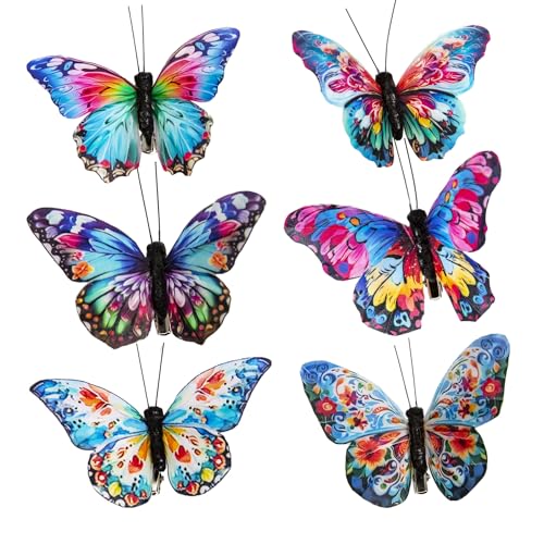 Cartanfill-Decorative 3D Butterfly Clips, 12 Pack, Multicolor Feather Design, Party and Christmas Tree Ornaments - color: E Clip