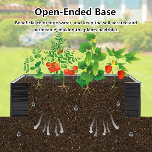Thanaddo Galvanized Raised Garden Bed 8x4x2ft Outdoor Planter Box Galvanized Steel Garden Bed Kit for Vegetables, Flowers, Herbs and Succulents Black - size: 8x4x2 ft