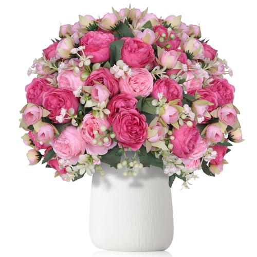 8 Packs Peonies Artificial Flowers, Mixed Pink Artificial Peonies, Silk Peonies Flowers Fake Peonies Artificial Flowers Peonies Bouquet for Centerpiece Table Wedding Party Home Decor - color: Pink, Hot Pink