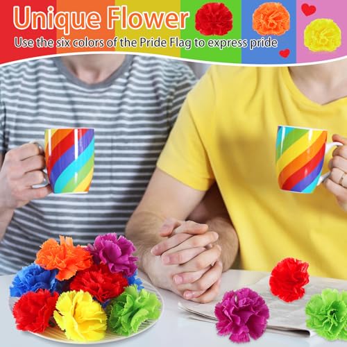 Syhood 50 Pcs Pride Rainbow Flower Bulk Gay Day Decoration Mexican Marigold Flowers Decoration Rainbow Lesbian Party Favors Tropical Pride LGBT Accessories Lais Hawaiian Luau Party Decorations - color: Gay Pride Color