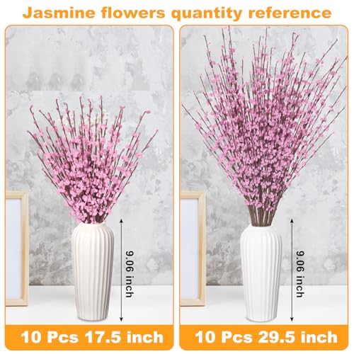 Wootkey 10 Pcs Long Jasmine Artificial Flowers Fake Flowers Dry Branches for Home Office DIY Floral Art Plant Mother's Gift Wedding Table Centerpieces Party Vase Decoration (Deep Pink, 10pcs-17.5'') - color: Macaron Pink, size: 10pcs-17.5''