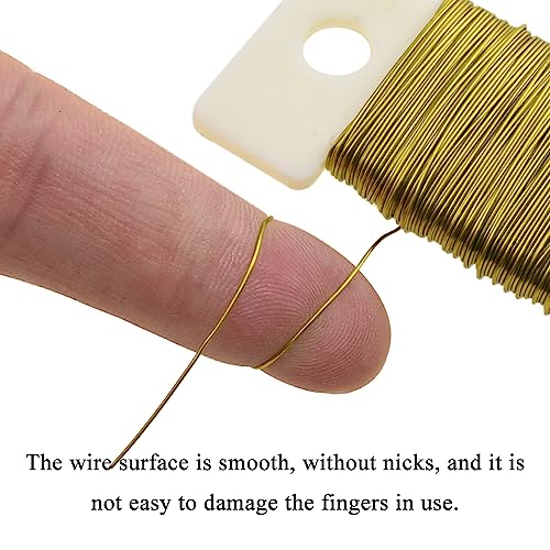 HAHIYO 26Gauge Golden Metal Floral Wire - 1 Roll, 38 Yards (115 Feet) - Flexible Paddle Wire for Craft, Christmas Wreath, Flower Arrangement, Bouquet Wrapping, Wedding, DIY - color: Golden, size: 26Gauge-1P/38Yards