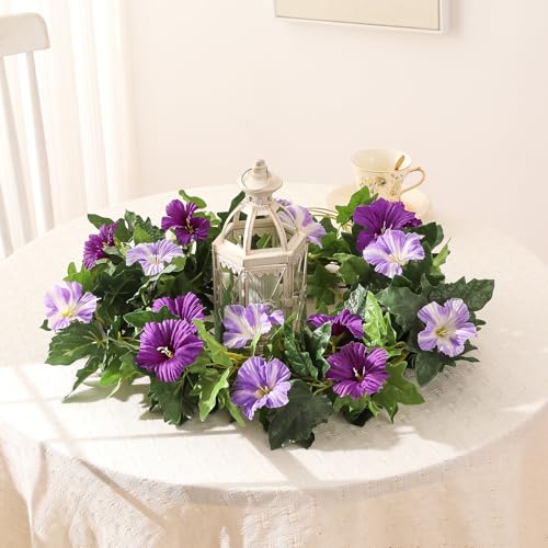 Floweroyal 6 Pack Artificial Flower Garlands 15.8FT Fake Morning Glory Vines Silk Flowers Hanging Garland Ivy for Wedding Arch Party Home Garden Wall Decor (Purple) - color: Morning Glory-purple, size: 6pcs