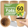 Dalzom® 60Pcs 4” Peat Pots with 60Pcs Plant Labels, Biodegradable Pots for Seedlings with Drainage Holes, Garden Plant Nursery Pots Seed Starting Trays - size: 4"
