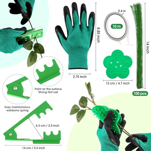 207 Pcs Flower Arrangement Supplies Florist Garden Tool Gift Kit for Women Include Green Tool Bag Thorn Remover Rose Stripper Outdoor Hand Tools Stem Pruning Shear Gloves Stem Wire Etc Wedding DIY Kit - color: Green
