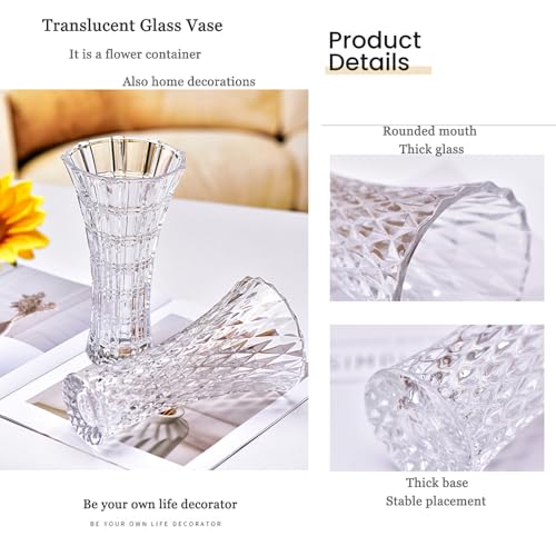 Clear Crystal Vase,Glass Flower Vase Thickening Design for Home Decor Centerpieces, Wedding, Mothers Gift - color: Crystal-4