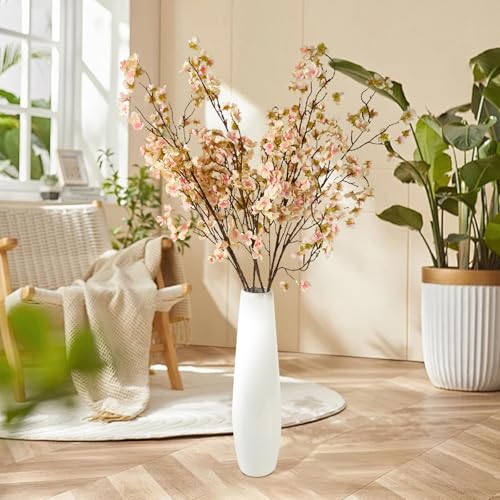 6 Pcs Artificial Cherry Blossom Flower Branches, Realistic Long Stem Silk Cherry Blossom Tree Stems Faux Cherry Flowers Vase Arrangements for Wedding Home Party Garden Decor (Pink) - color: Pink