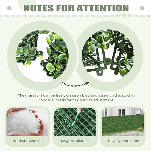 TTTM Artificial Grass Wall Backdrop Panels: 10"x 10" (12P) UV-Anti Greenery Faux Boxwood Hedge Screen for Indoor Outdoor Fake Plants Decor, Privacy Fence, Patio, Balcony, Party Decor - size: 10"X10"-12P