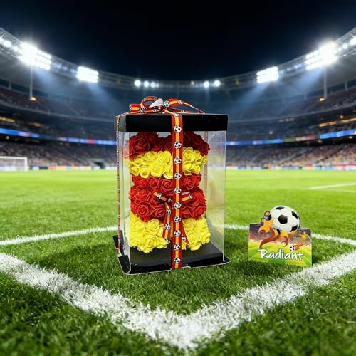 Spain Artificial Rose Flower Bear,Perfect Romantic Gift for Her, Valentine's Mother's Day, Christmas, Birthday,Thanksgiving Party Anniversary Girl Friend Wife Light Strips and Greeting Cards (ES) - color: Es