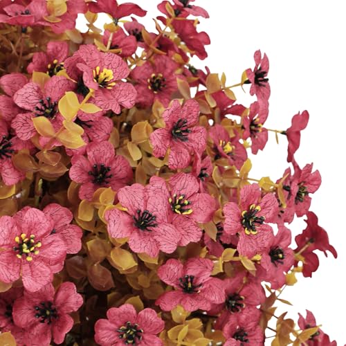 24" Artificial Fall Potted Plants Outdoor Set of 2, UV Resistant Faux Daisy Mum Flowers with Eucalyptus, Autumn Decorative Plants in Pots for Front Porch, Patio & Entryway - color: Fall Burgundy, size: 24in Daisy Eucalyptus
