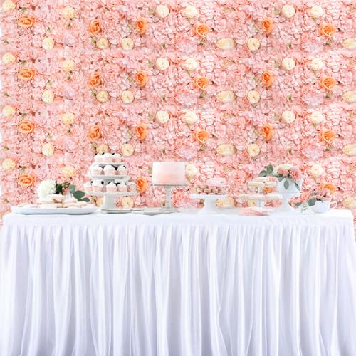 FOTSHARER Pink Artificial Flower Wall 15''x15'' Floral Wall Panels 12 PCS Wedding Flower Panels for Backdrop Floral Wall Set for Parties - color: Pink
