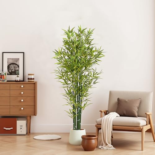 Christopher Knight Home Alene Set of 2 72''H Artificial Tree Indoor, Artificial Bamboo Tree with Nursery Pot, Faux Tree with Black Plastic Pot for Living Room, Artificial Plant for Home Decor, Green - color: Green/72''h