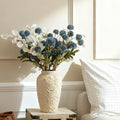 Artificial Petunia Arrangement,Weather Resistant Polyester, 12bunches Artificial Flowers Mixed Blooms, Indoor Outdoor Hanging Basket for Home Patio Garden (Haze Blue+White Eucalyptus) - color: Haze Blue+white Eucalyptus