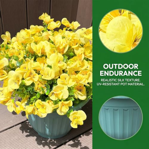 trytuny Artificial Flowers for Outdoor, Realistic Faux Plants for Outside Indoor Porch Patio Window Box Planter Home Decor (12pcs -Yellow) - size: 12PCS-dyellow