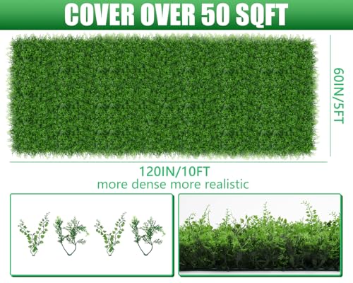 Grooy 60"x120"(50 SQFT) Artificial Hedge Grass Wall Roll Panels, Green Wall Panels, Plant Wall, Greenery Wall Backdrop, UV Protected Privacy Fence Screen for Outdoor Indoor Wedding Décor - color: Mint, size: 60''x120''