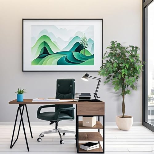 Elegant Faux Ficus Tree in a Designer Nursery Pot, high Density 756 Silver Leaves, A Stylish Addition to Office, Living Room, Upscale Home, Hotel, Booth, Indoor Outdoor Space. (6 feet)