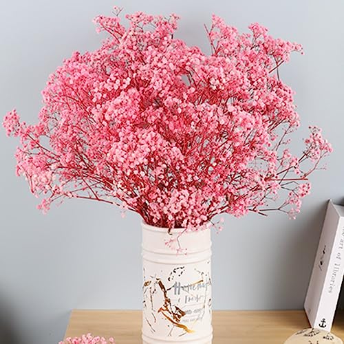 17.2 Inch Dried Flowers Baby's Breath Bouquet - 2500+ Dry Flowers,Natural Gypsophila Branches for Home Decor, Wedding, Table Decor, DIY Wreath Floral, Dry Flowers Bulk for Vase (Pink) - color: Pink
