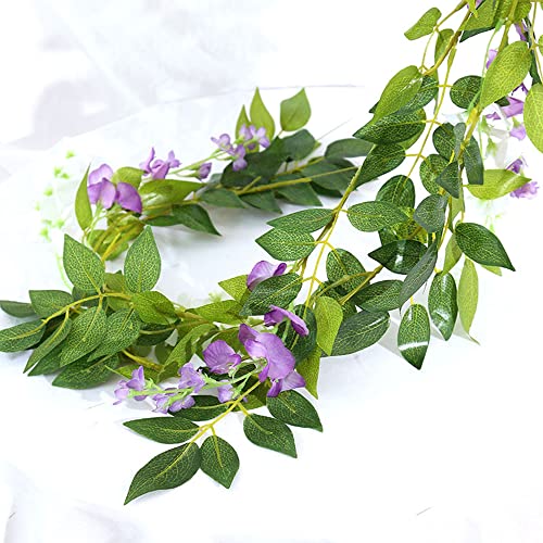 5 Pcs Purple Wisteria Garland Artificial Flower Arch Floral Garland Decor Fake Hanging Flowers for Wedding Arch - color: Purple