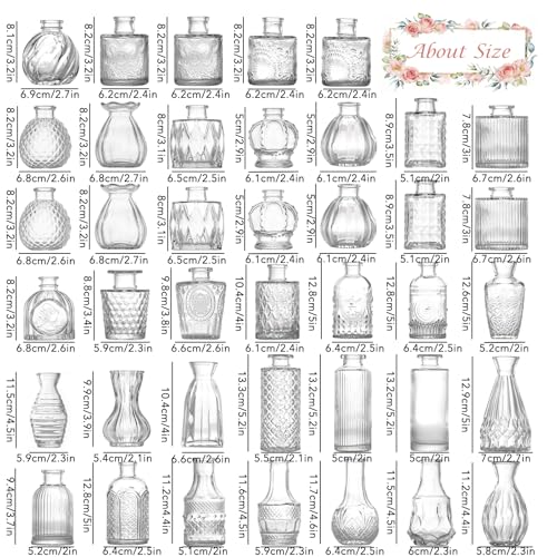 40 Pcs Glass Bud Vase Set, Small Glass Vases for Flowers, Mini Clear Bud Vases for Centerpieces, Wedding, Home, Office and Table Decoration, Clear - color: Clear, size: 40pcs