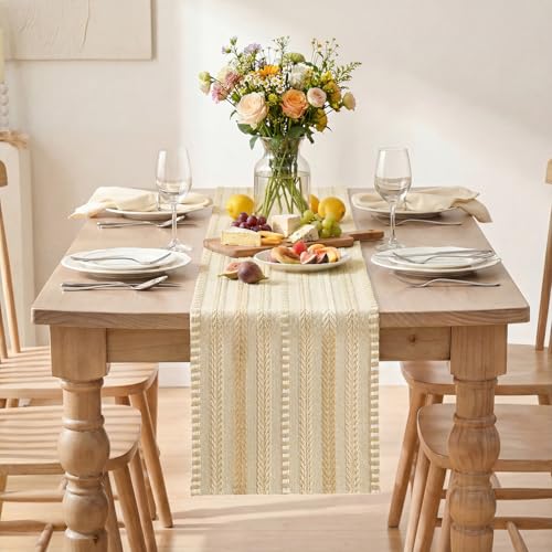 Artoid Mode Burlap Brown Farmhouse Woven Table Runner, Seasonal Holiday Rustic Kitchen Dining Table Decoration for Home Party Decor 12x72 Inch - color: Burlap Brown, size: 12" x 72", Table Runner