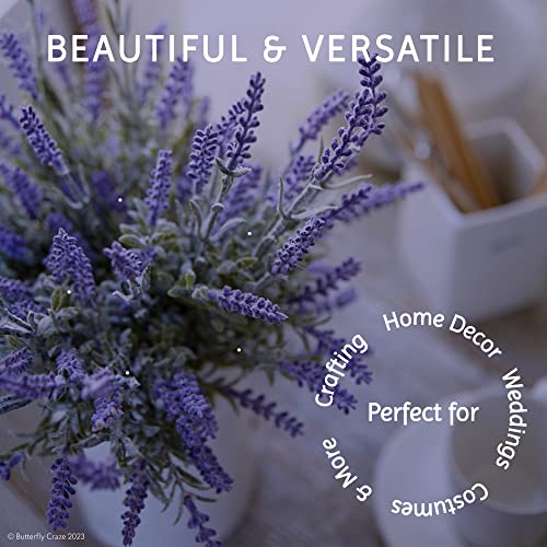 Butterfly Craze Lavender Artificial Flower Stems - UV-Protected Outdoor Artificial Plants - Plastic Flowers for Outdoors - Floral Picks for Weddings & Centerpieces - 4 Pack, 14.5"-16.5" - size: 4 Piece Bundle