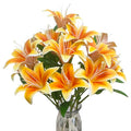 Artificial Lily Flowers,6 Pcs Faux Lily Flowers,23 Inch Long Stem Tiger Lily Branch with 3 Full Blooms and 4 Leaves, Latex Real Touch Lilium Flower for Wedding Bouquet (6, deep Orange) - color: Deep Orange