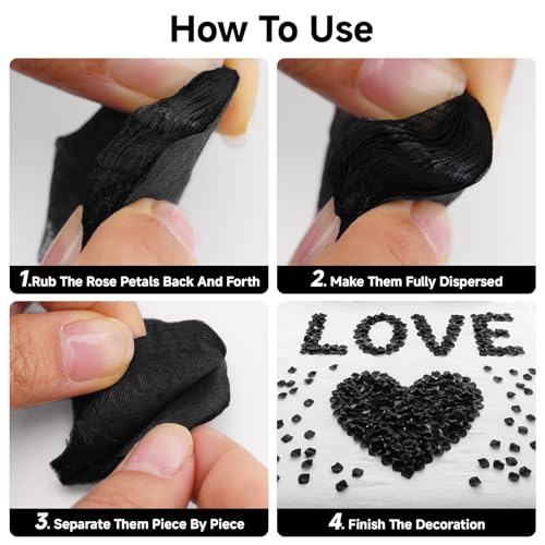 Anwyll 3000Pcs Black Rose Petals - Artificial Faux Flowers Fake Rose Petals for Wedding Proposal Engagement Romantic Night Anniversary Valentine's Galentine's Day Decoration Home Room Party Decor - color: Black
