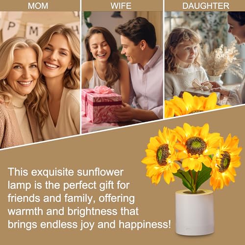 WSYEAR Sunflower Gifts for Women-Sunflowers Flower Lamp Night Light for Bedroom Decor,Valentines Day Birthday Gifts for Her Mom Wife Friends Girlfriend Teacher Grandma - color: SUNFLOWER