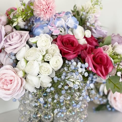ABAJI Tiny Babys Breath Artificial Flowers Gypsophila Real Touch Flowers for Wedding Party Home Garden Decoration 12 inch in Length Small and Short - color: Light Blue, size: 6 PCS