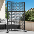 Modern Shade 4x6 FT Metal Privacy Screen with Artistic Modular Designs Decorative Patio Privacy Fence & Garden Divider, Freestanding Outdoor Metal Fence Panel, Weather-Resistant (Lattice Echo) - size: 1 Panel (Lattice Echo)