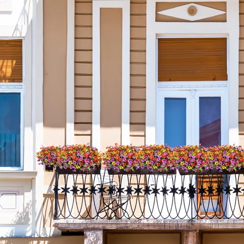 INQCMY Artificial Flowers for Outdoors Faux Plants Outdoor Fake Flowers Spring Decoration,12 Bundles Faux Silk Colorful Daisy Realistic UV Resistant for Outside Home Planter Window Porch Patio Yard - color: Purple,red,orange,yellow, size: 12 PCS