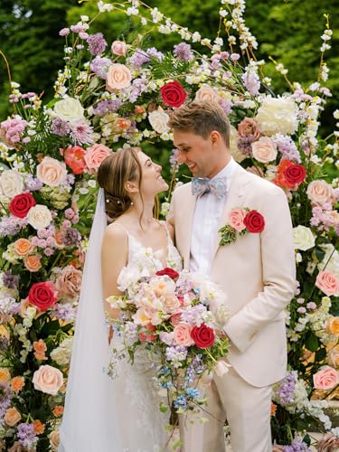 MACTING 30PCS Artificial Flower Roses Real Touch Fake Spring Flowers with Stem Foam Roses for DIY Wedding Bouquet Floral Arrangements Table Centerpieces Party Home Valentines Day Decor (Mix Color 3) - color: Mix Color 3, size: 30PCS