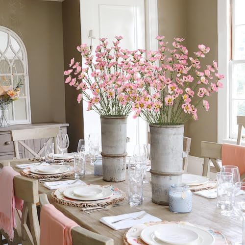 CITYES 10 Pcs Artificial Wildflowers Pink Fake Flower Stems 21" Silk Spring Flowers Forsythia Faux Wildflowers Floral Stems for Flower Arrangements Home Decor Indoor Outdoor Wedding Centerpieces - color: Pink 2