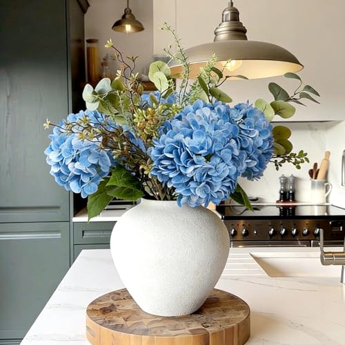 Jahe 4 Pcs Hydrangea Artificial Flowers, 20'' Tall Large Bloom Faux Hydrangea Flowers,Real Touch Fake Flowers, Bouquet Home Wedding Part Decor, DIY Floral Arrangement, Light Blue - color: Light Blue