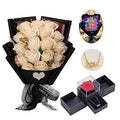 EIGHTOWN Roses Bouquet Artificial Flower - Preserved Red Rose Flowers with Love Necklace for Her - Unique Gifts Valentine's Day, Mother's Day, Thanksgiving, Birthday, Anniversary - color: Elegant Champagne