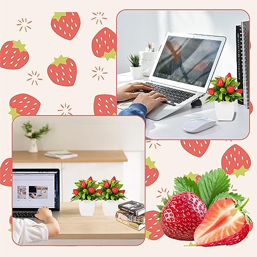 4 Fake Potted Plants Small Artificial Fruit Plants with Pots Lemon 2pcs Strawberry 2pcs Potted Plants for Indoor Decor Outdoor Garden Decorations - color: Type C