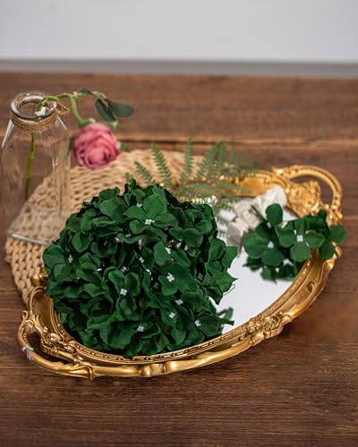 DuHouse 8.7" Silk Hydrangea Flower Heads with Stems Fake Hydrangeas Flowers for DIY Wedding Centerpiece Home Decor,Pack of 6(Dark Green) - color: Dark Green