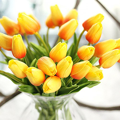 30 pcs Real-Touch Artificial Tulip Flowers Home Wedding Party Decor (Orange) - color: Orange