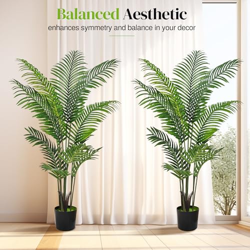 Suntee 5ft Artificial Palm Tree, 2 Pack Artificial Plants Indoor for Office Living Room, Tall Fake Trees Tropical Areca Floor Plant, Large Fake Plants Porch Garden Patio Decor - size: 5 FT-New