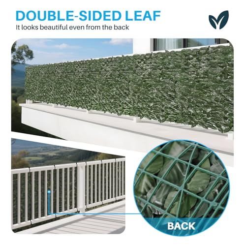 Patio Paradise 39"x117"-1Pc Faux Ivy Fence Privacy Screen Artificial Greenery Wall Backdrop,Fake Grass Wall Panels for Outside Apartment Balcony,Vine Leaf Decor for Outdoor Patio Chain Link - color: Faux Laurel Leaves- Dark Green, size: 39" x 117"