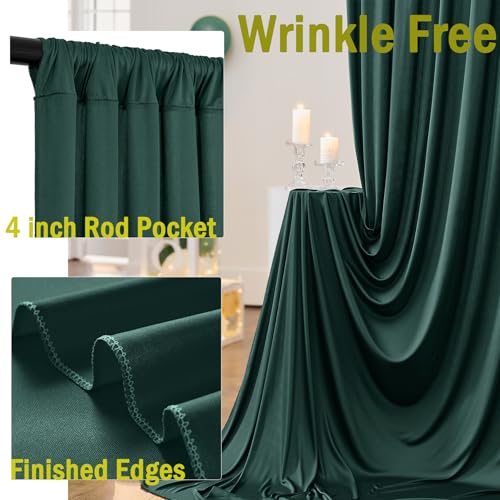 10ftx10ft Hunter Green Backdrop Curtains for Parties, Wrinkle Free 2 Panels Silky Polyester Photo Backdrop Drapes Back Drop Cloth Drapery for Wedding Birthday Photography Background - color: Hunter Green, size: 10ftx10ft