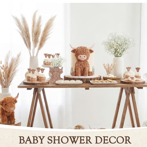LemonRoad Wooden Cowboy Boot Vases for Wedding Small Cowboy Boot Flower Vase for Flower Faux Greenery Rustic Western Decor for Table Centerpiece Weddings Party (Highland Cattle,Brown,6 Pcs) - color: Brown, size: Highland Cattle