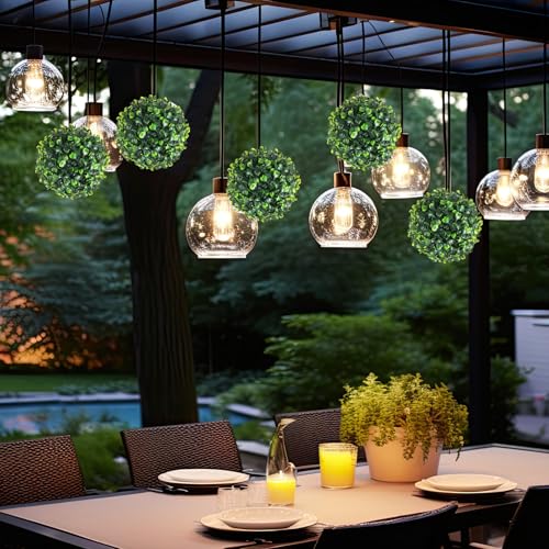 Hotop 2 Pcs 5 Inch Artificial Plant Topiary Ball 4 Layers Garden Spheres Boxwood Balls Artificial Topiaries Spheres Decorative Plants for Backyard, Balcony, Garden, Indoor Outdoor Decor(Green) - color: Green, size: 5 Inch